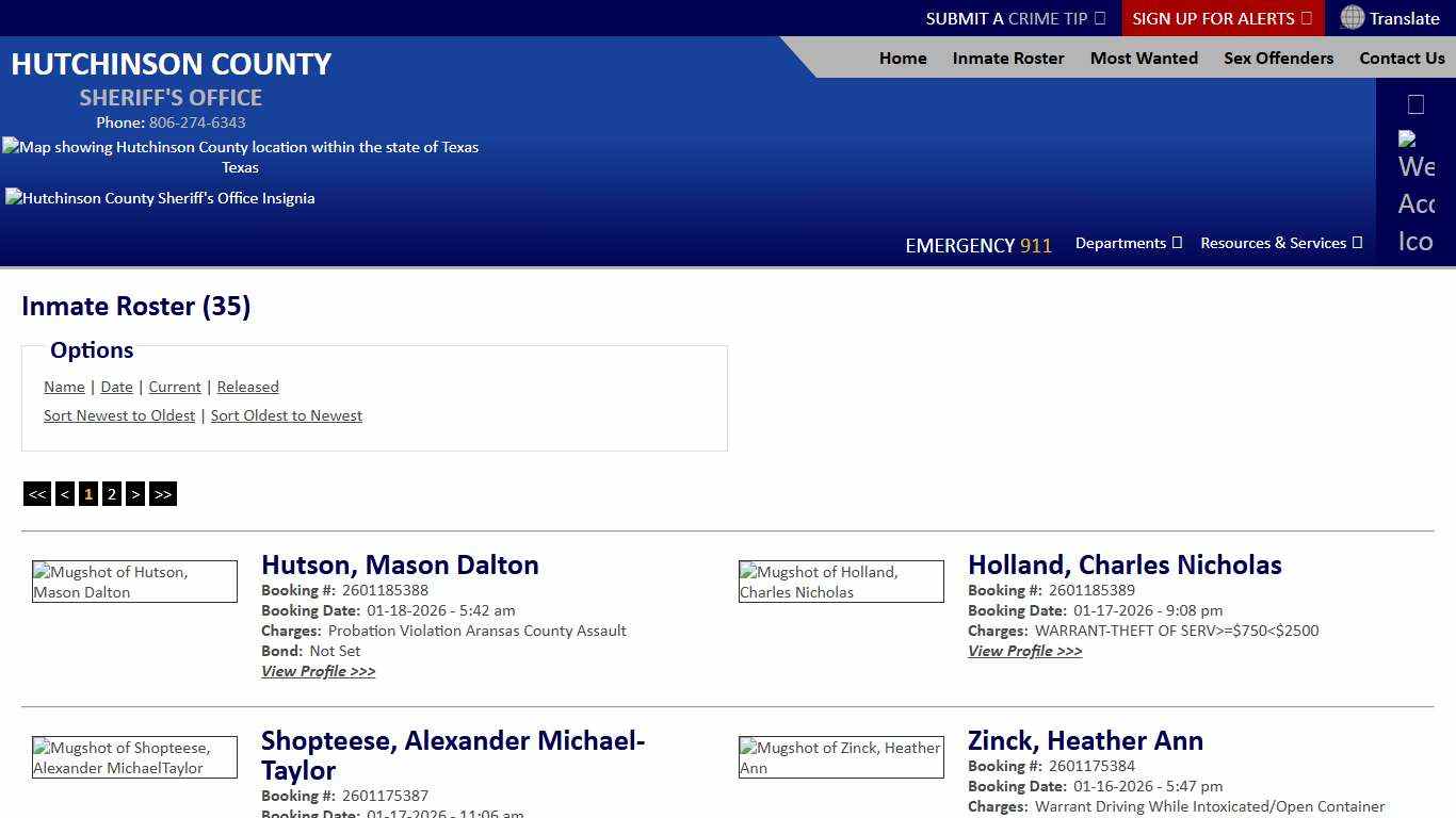 Inmate Roster - Current Inmates Booking Date Descending - Hutchinson County Sheriff TX